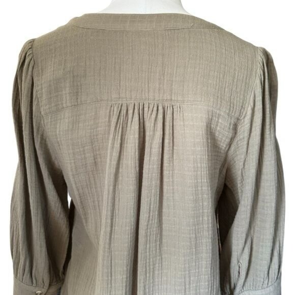 Anthropologie Porridge Gauzy Tunic Button down in Taupe Size Medium EUC - Picture 9 of 13